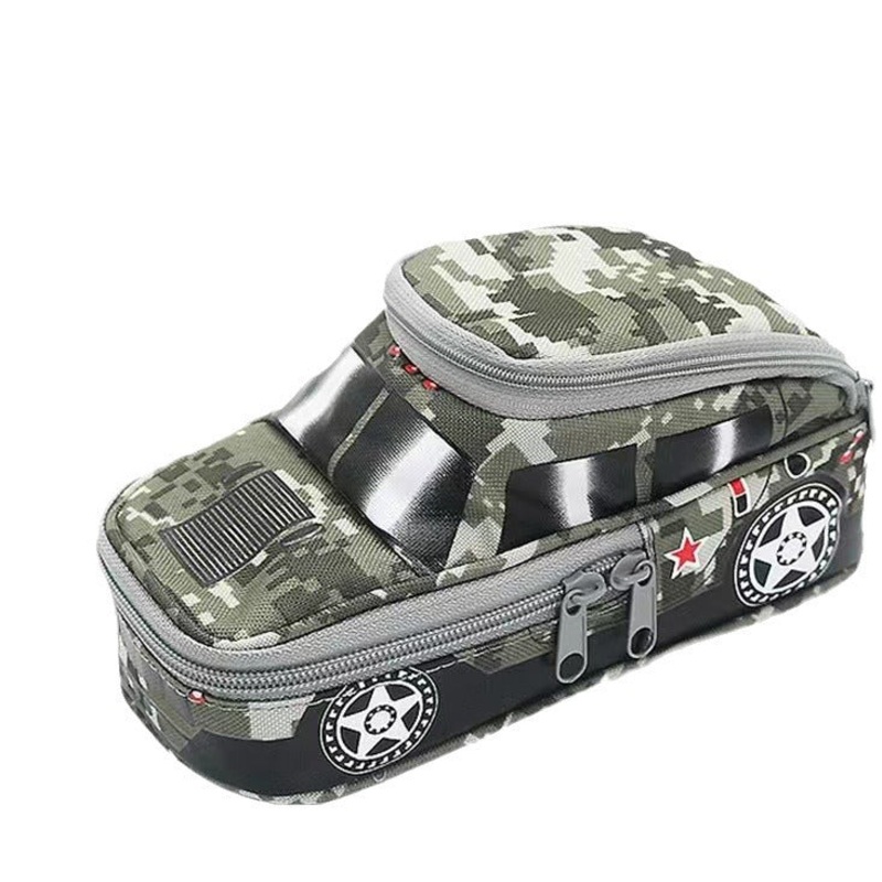 Camouflage Car Shaped Pencil Case – Large Capacity Stationery Organizer Pouch (Camouflage gray)