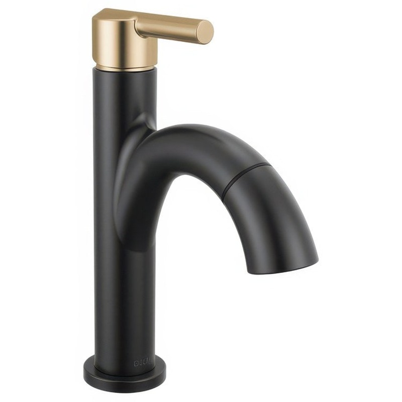 Lavatory Faucet Nicoli 2-3/16 to 6 Inch Spread 1 Lever ADA WaterSense Matte Black/Champagne Bronze 1.2 Gallons per Minute Deck Mount Pop-Up 1 Hole