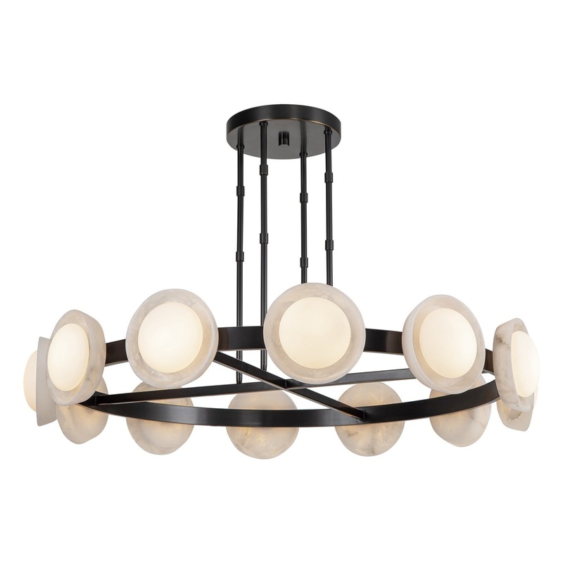 LED Chandelier from the Alonso Collection in Urban Bronze/Alabaster Finish by Alora