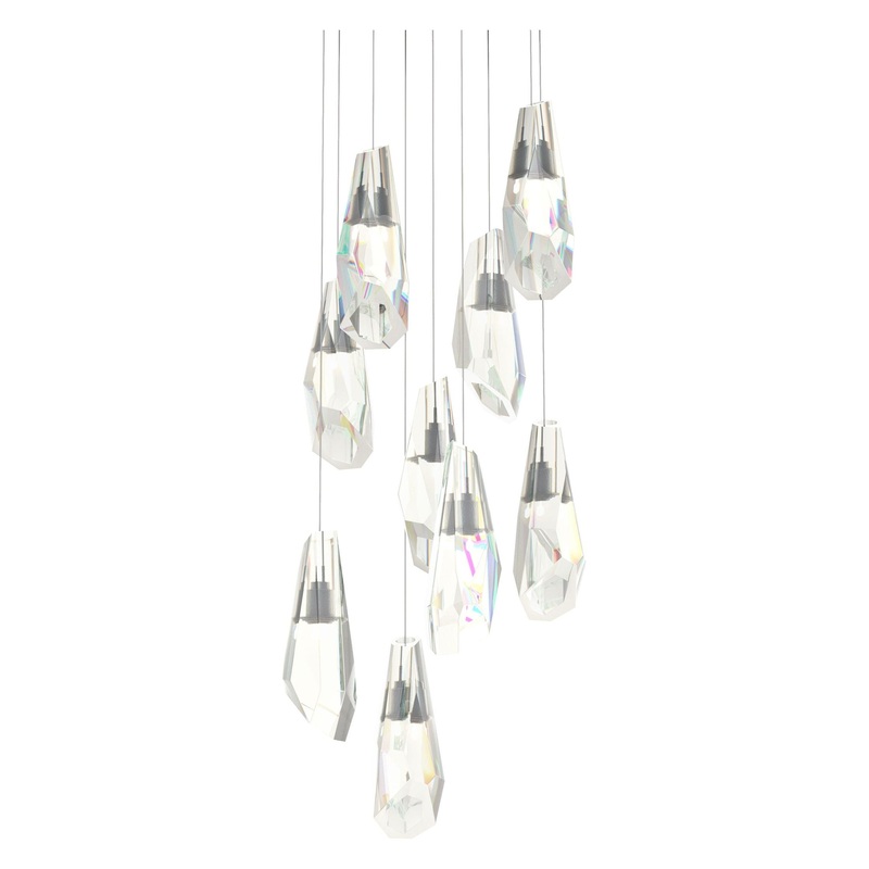 Luma 9-Light Large Crystal Pendant Natural Iron