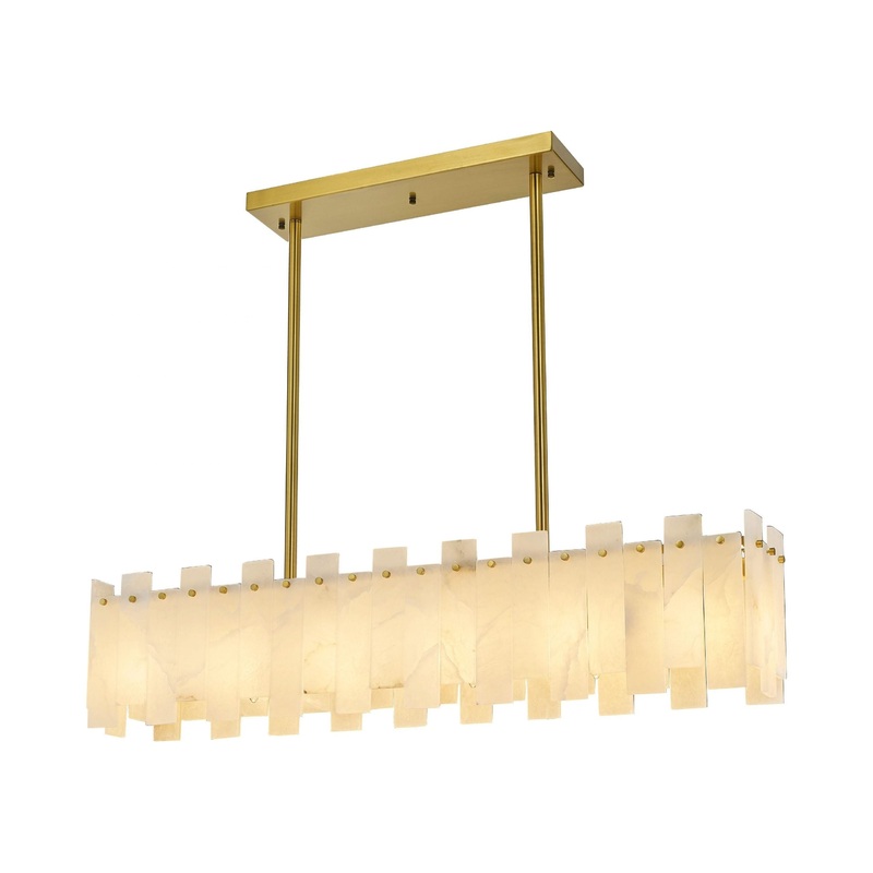 Madrid 6-Light Chandelier Antique Brass and Alabaster