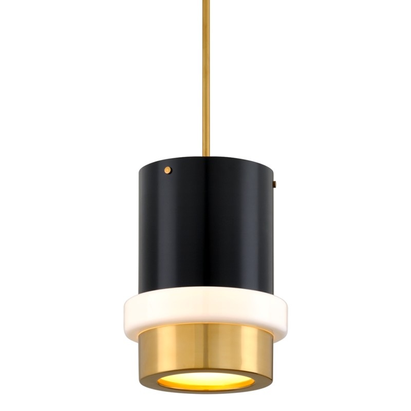 One Light Pendant from the Beckenham Collection in Vintage Polished Brass And Black Finish by Corbett Lighting