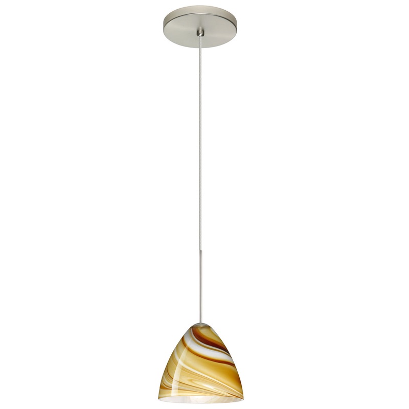 One Light Pendant from the Mia Collection in Satin Nickel Finish by Besa