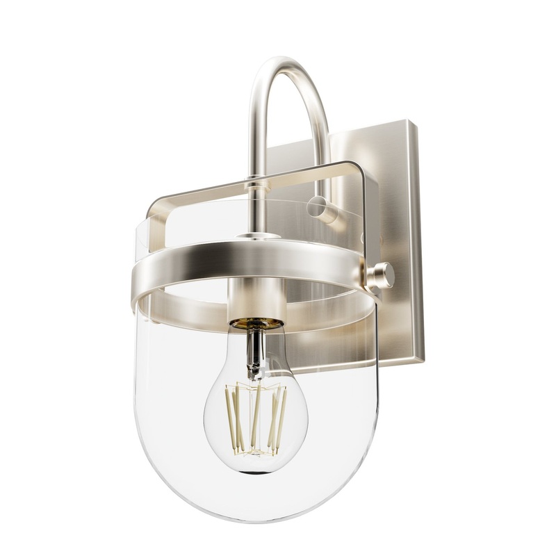 One Light Wall Sconce from the Karloff Collection in Brushed Nickel Finish by Hunter