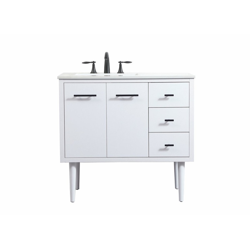 Single Bathroom Vanity from the Cyrus Collection in White Finish by Elegant Lighting