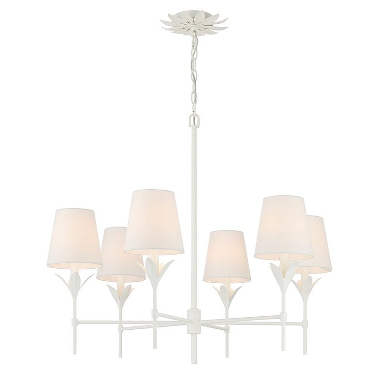 Six Light Chandelier from the Broche Collection in Matte White Finish by Crystorama