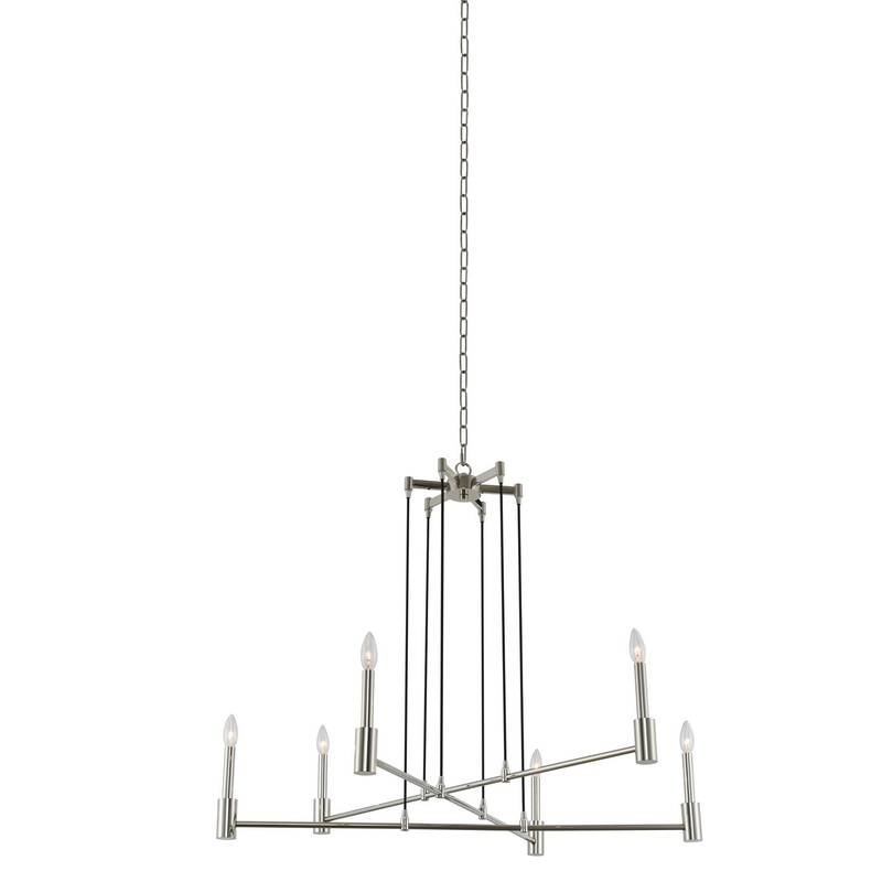 Six Light Chandelier from the Kingston Collection in Polished Nickel Finish by Kalco