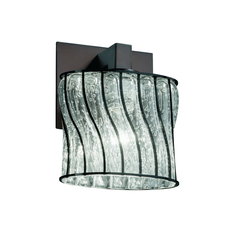 Wall Sconce from the Wire Glass Collection in Dark Bronze Finish by Justice Designs