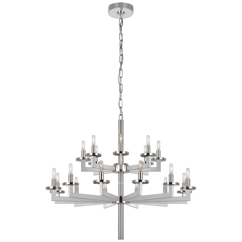 20 Light Chandelier from the Liaison Collection in Polished Nickel Finish by Visual Comfort Signature