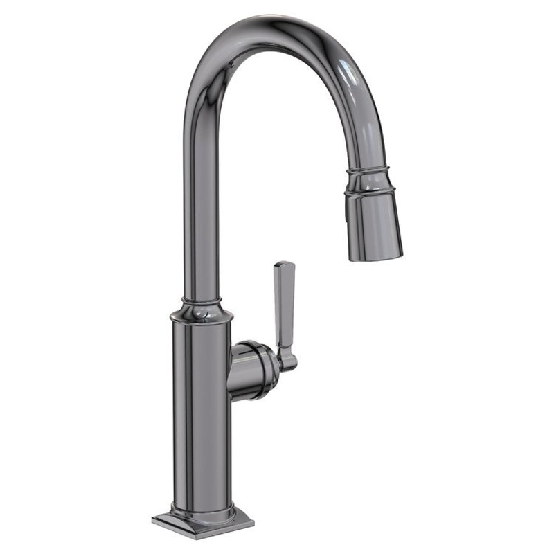 Kitchen Faucet Adams 1 Lever ADA Midnight Chrome Pull Down Spout Height 10-1/2 Inch 1.8 Gallons per Minute