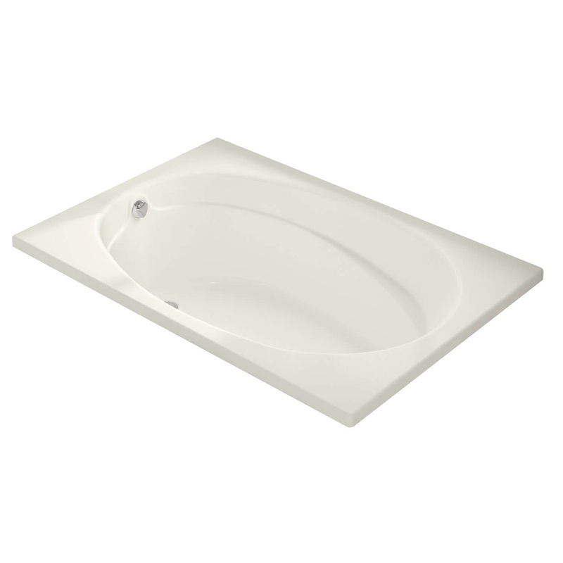 MAAX 100027-003-007-000 Temple 60 x 41 Acrylic Alcove End Drain Whirlpool Bathtub in Biscuit