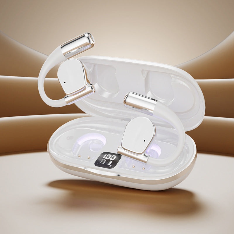 Open-Ear TWS Wireless Earbuds with HIFI Sound & LED Display – Dolby Surround(White)