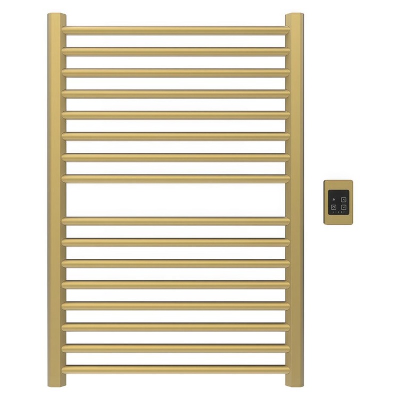 Towel Warmer Sirio 12 Bar Hardwire 751 BTU 29 x 32 Inch Satin Brass 304 Stainless Steel