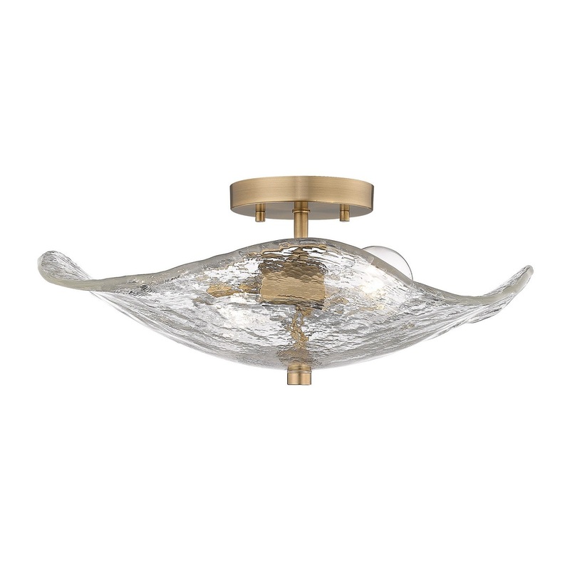 Two Light Semi-Flush Mount from the Samara MBS Collection in Modern Brass Finish by Golden