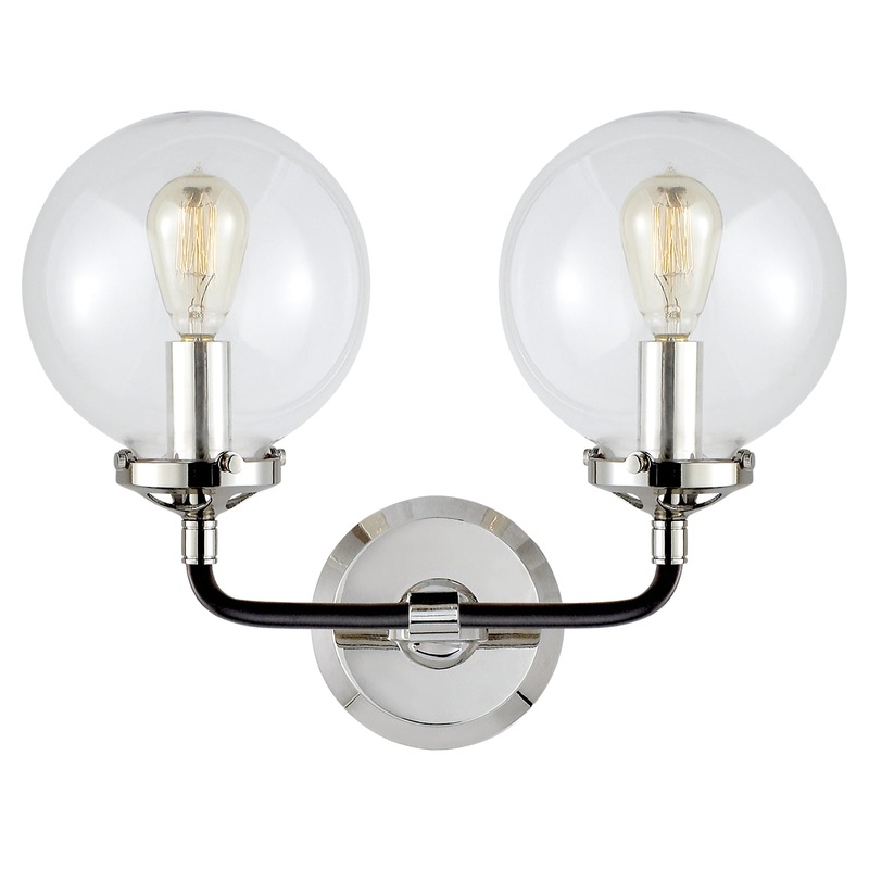 Two Light Wall Sconce from the Bistro Collection in Polished Nickel And Black Finish by Visual Comfort Signature