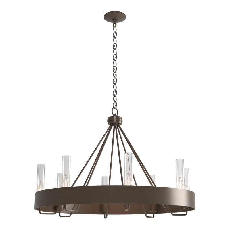 Banded Ring Chandelier Bronze Clear Glass