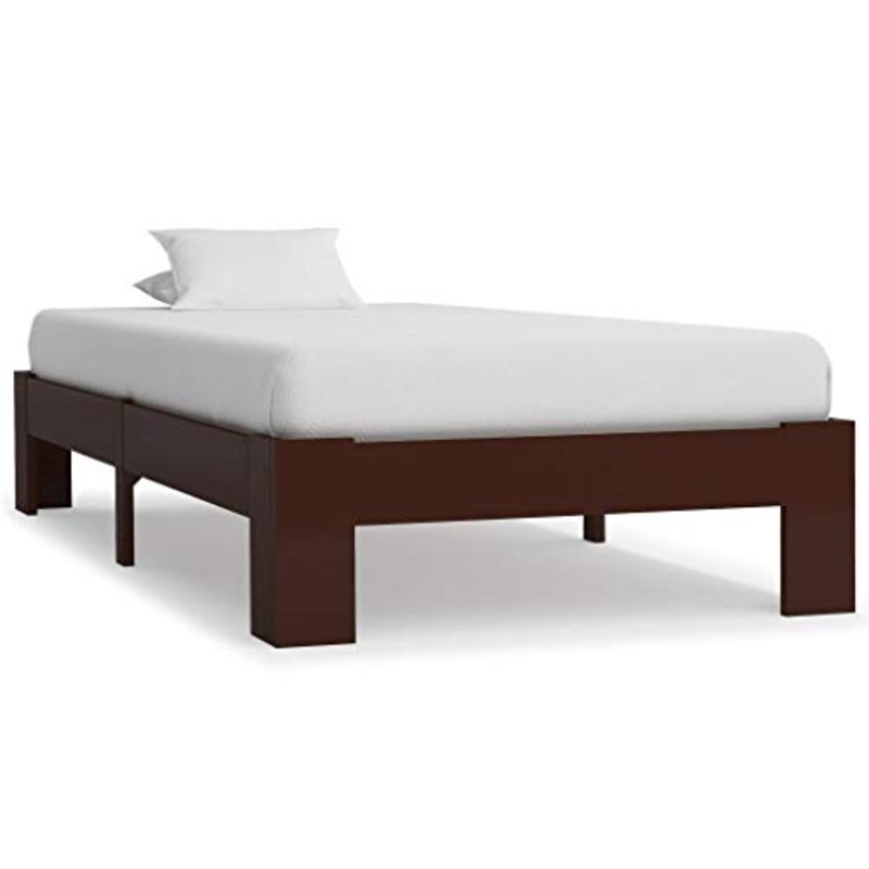 BIGTO – Struttura letto in legno di pino massello, per camera da letto, 90 x 200 cm, colore: Marrone scuro
