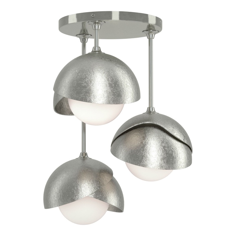Brooklyn 3-Light Double Shade Semi-Flush Sterling Sterling