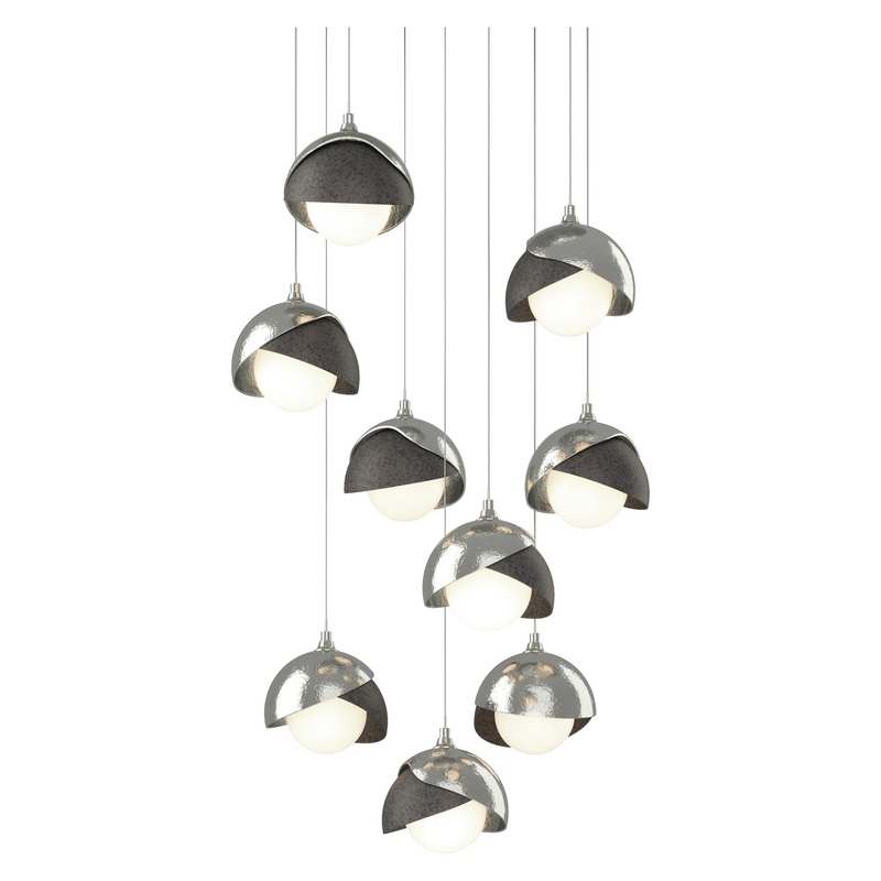 Brooklyn 9-Light Double Shade Pendant Sterling Natural Iron