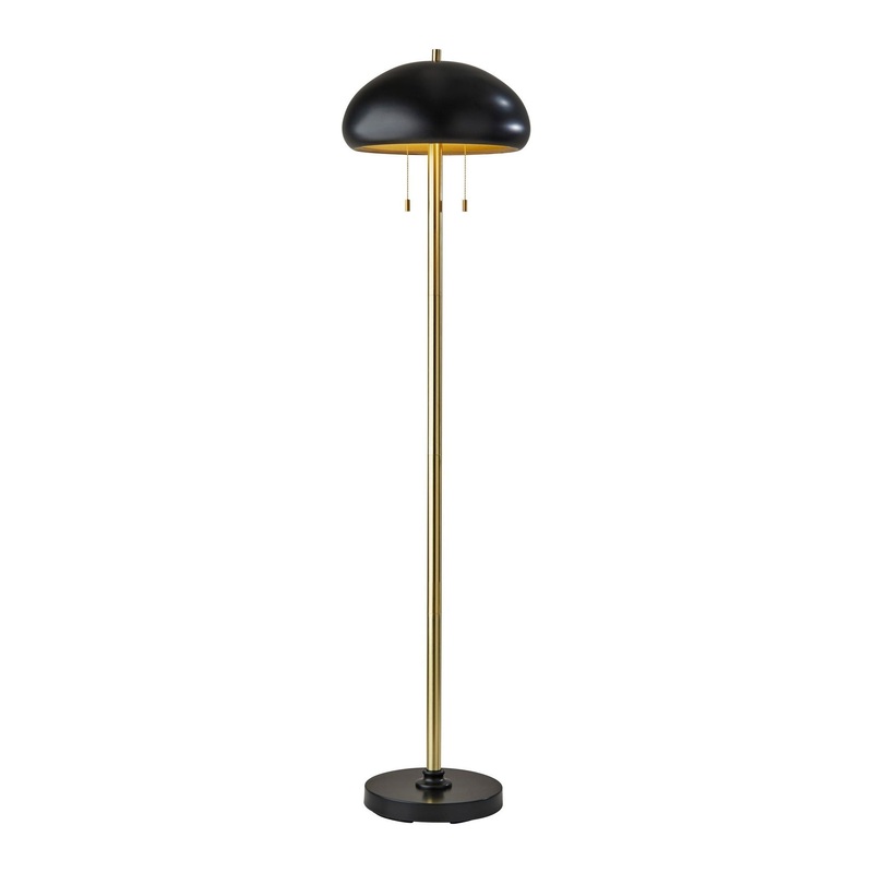 Cap Floor Lamp Black & Antique Brass