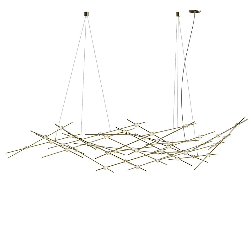 Constellation Ursa Major Satin Brass with Clear Faceted Acrylic 2700K 10′ Adjustable Cord/Cable