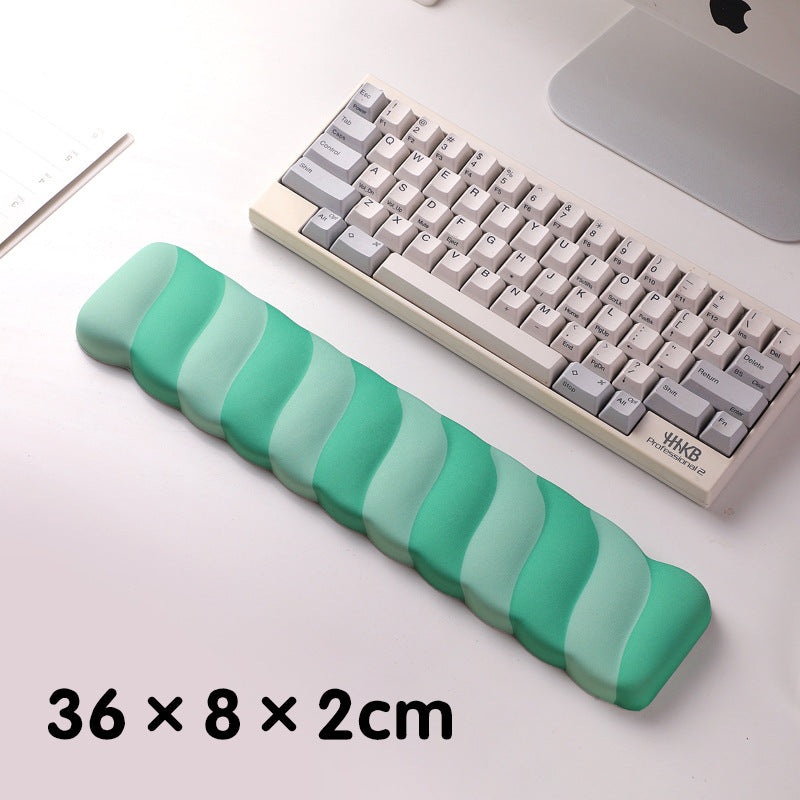 Green 2PCS Ergonomic Wavy Keyboard Wrist Rest – Comfortable Typing Support Cushion