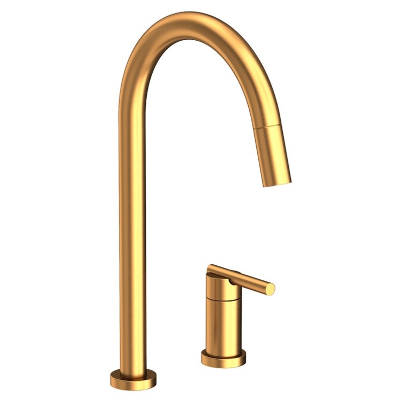 Kitchen Faucet East Linear 1 Lever ADA Satin Gold PVD Pull Down Spout Height 10-3/7 Inch 1.8 Gallons per Minute