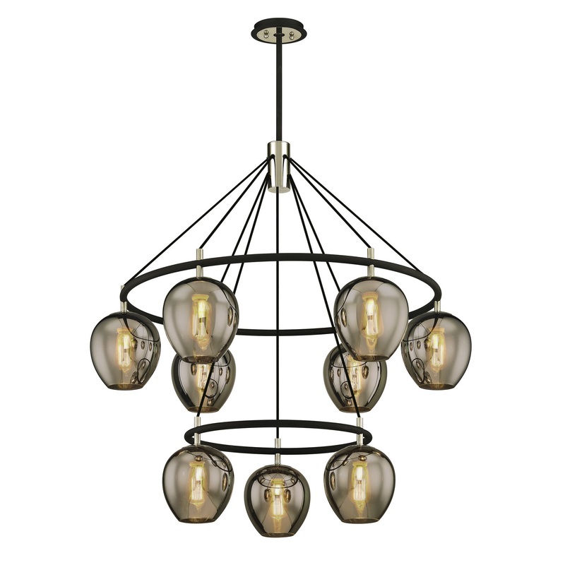 Nine Light Pendant from the Iliad Collection in Carbide Blk & Pol Nickel Finish by Troy Lighting
