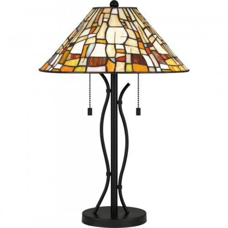 Quoizel TF5619MBK Tiffany Table lamp tiffany 2 lights matte black Table Lamp