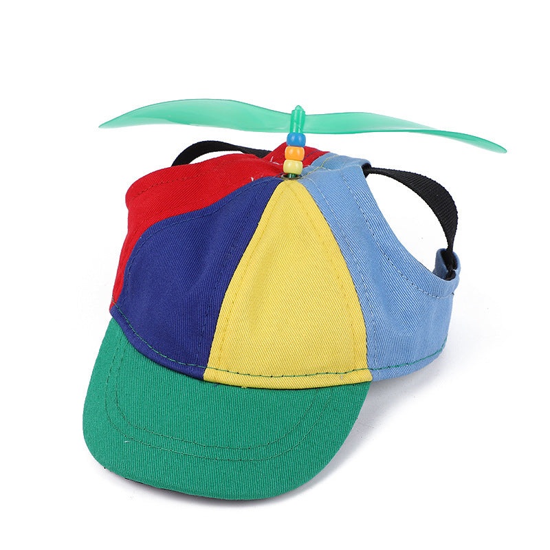 S Green Pet Baseball Cap with Spinning Propeller – Colorful Fun Design – See Details for Sizing