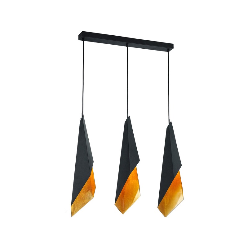 Three Light Island Pendant from the Velo Collection in Gold Foil/Matte Black Finish by Alora