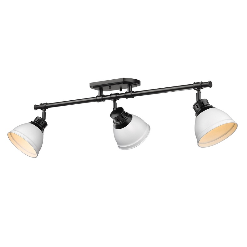 Three Light Semi-Flush Mount from the Duncan Collection in Matte Black Finish by Golden
