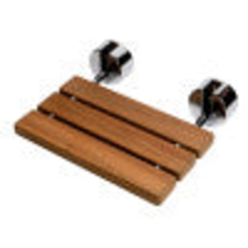 ALFI brand ABS16R-PC Polished Chrome 16″ Folding Teak Wood Shower Seat Bench