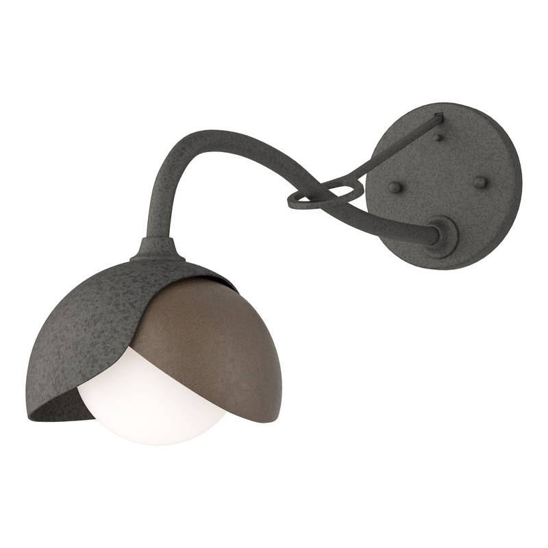Brooklyn 1-Light Double Shade Long-Arm Sconce Natural Iron Bronze