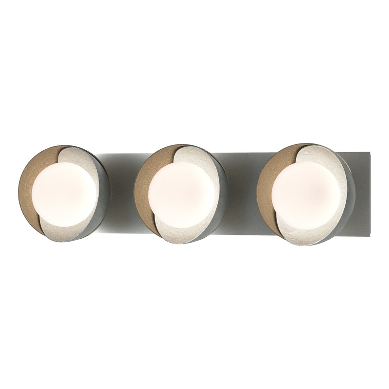 Brooklyn 3-Light Straight Double Shade Bath Sconce Vintage Platinum Soft Gold