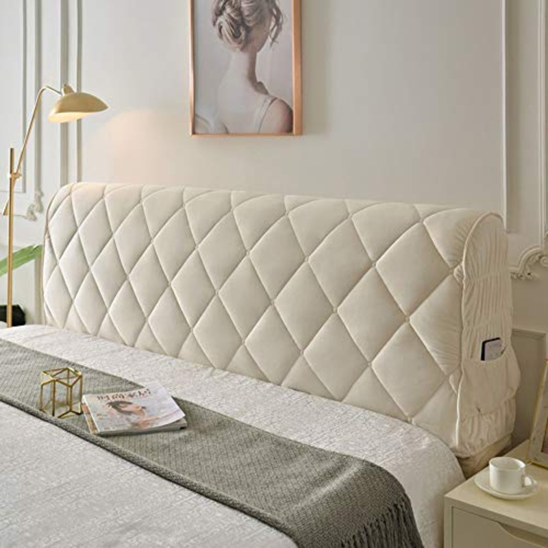 Copri Testata Letto Matrimoniale Imbottita In Cotone, Elastica Fodera Blu/Bianco, Copritestata All-inclusive Cover Decorazione Camera Letto,B-180cm