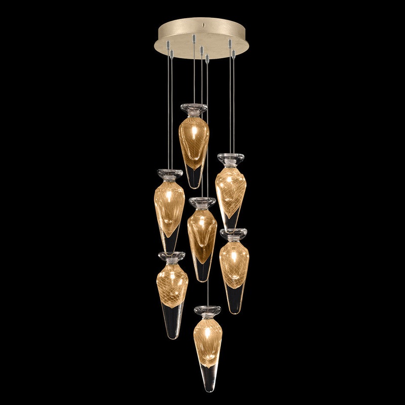 Essence 13.5″W Round Pendant Gold/Gold Tear