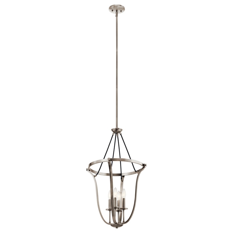 Kichler 43535CLP Four Light Foyer Pendant, Classic Pewter