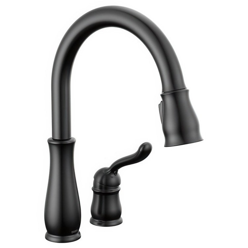 Kitchen Faucet Leland 4 Inch Spread 1 Lever ADA Matte Black Pull Down 1.8 Gallons per Minute