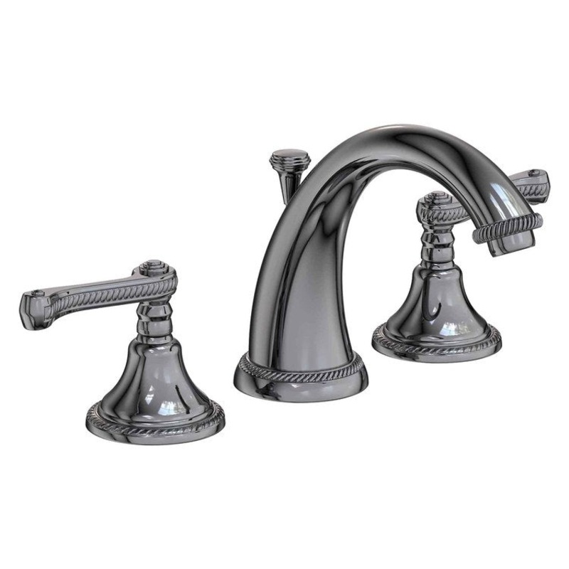 Lavatory Faucet Amisa Widespread 8 to 20 Inch Spread 2 Lever ADA Midnight Chrome 1.2 Gallons per Minute Brass Spout Height 4-1/8 Inch
