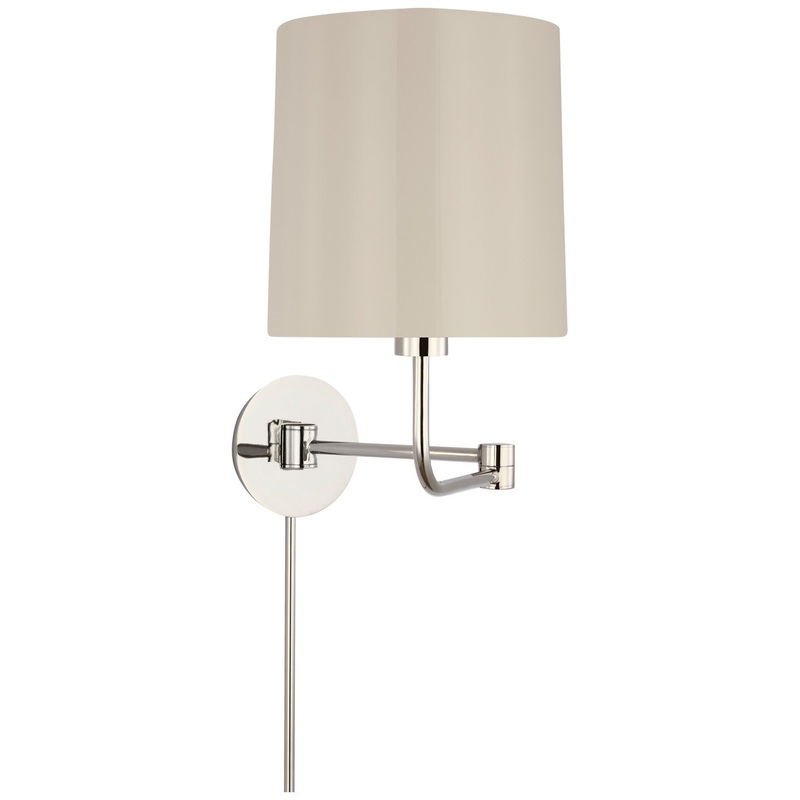 LED Swing Arm Wall Light from the Go Lightly Collection in Polished Nickel Finish by Visual Comfort Signature