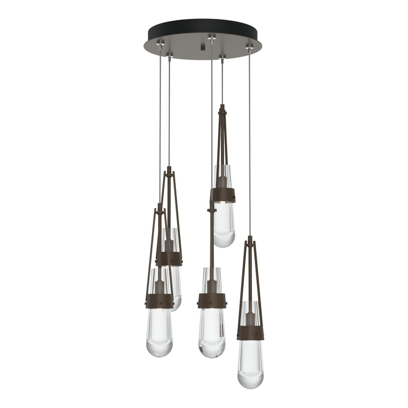 Link 5-Light Clear Glass Pendant Bronze