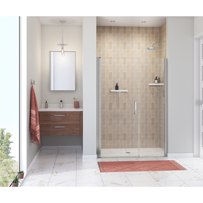 MAAX 138274-900-084-101 Manhattan 51-53 x 68 in. 6 mm Pivot Shower Door for Alcove Installation with Clear glass & Square Handle in Chrome