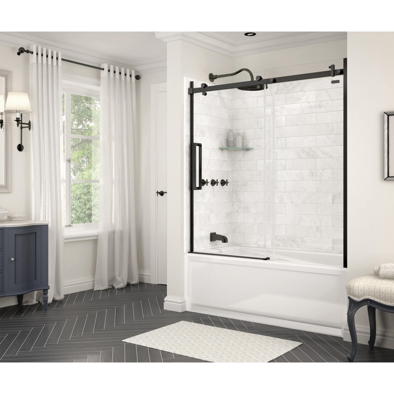 MAAX 139398-900-340-000 Halo 56 -59 x 59 in. 8 mm Sliding Tub Door for Alcove Installation with Clear glass in Matte Black