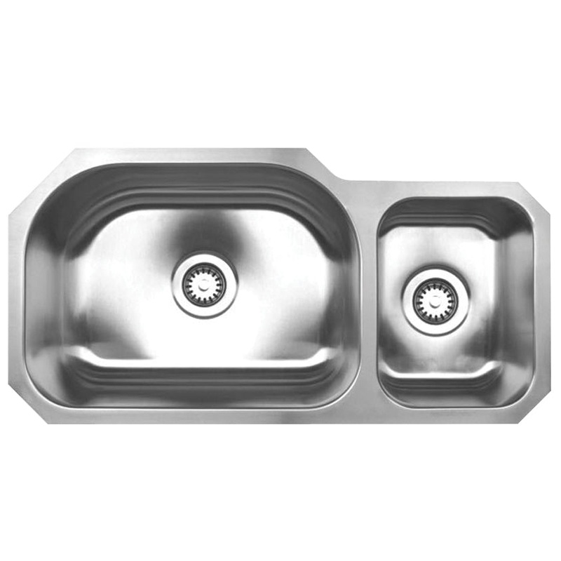 Noah’s Collection Brushed Stainless Steel Double Bowl Undermount Sink