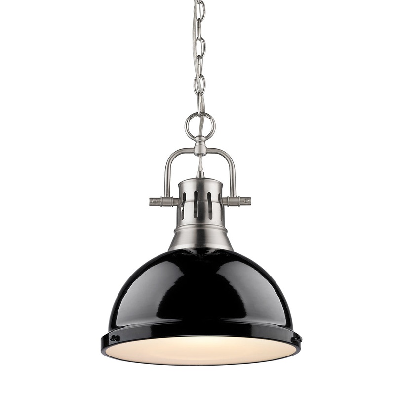 One Light Pendant from the Duncan Collection in Pewter Finish by Golden