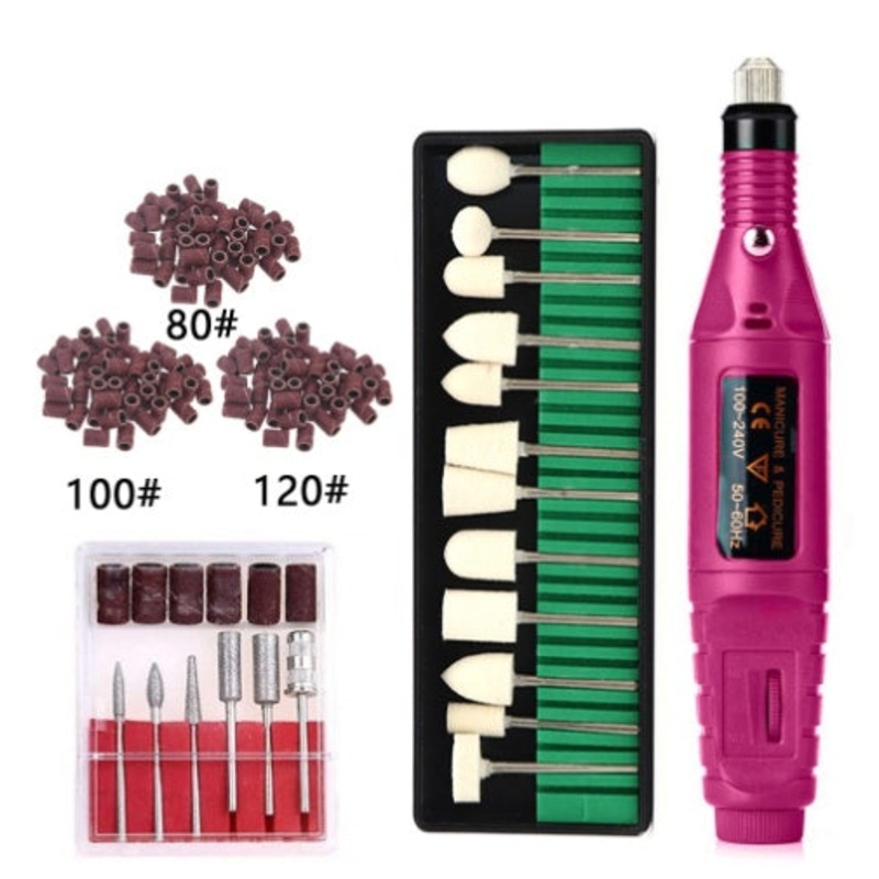 Regular Set With Wool Grinding Needle + Sanding Ring Portable Electric Nail Drill Kit – USB Manicure Pedicure Polishing & Shaping Tool Set