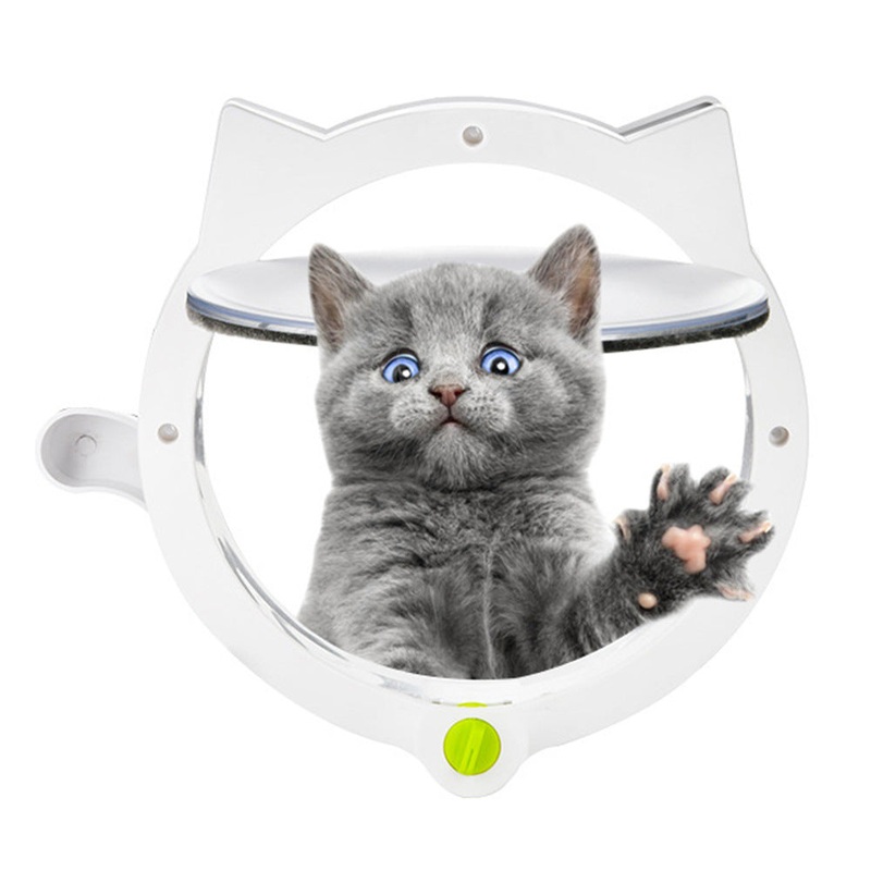White 4-Way Locking Cat Flap Door – Pet Entry Portal for Interior Doors, Walls & Cabinets