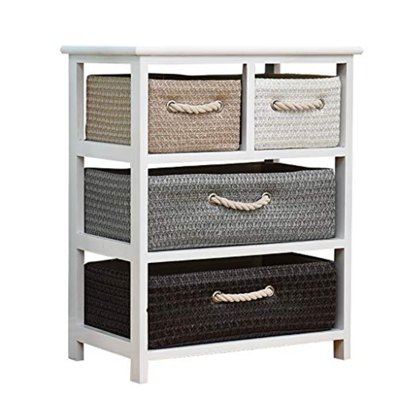 Yyqx Comodino Comodino Moderno della Camera da Letto dell’Armadio Minimalista della mobilia del Rattan di Legno Solido Comodini Letto