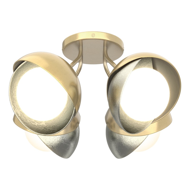Brooklyn 4-Light Double Shade Semi-Flush Modern Brass Sterling